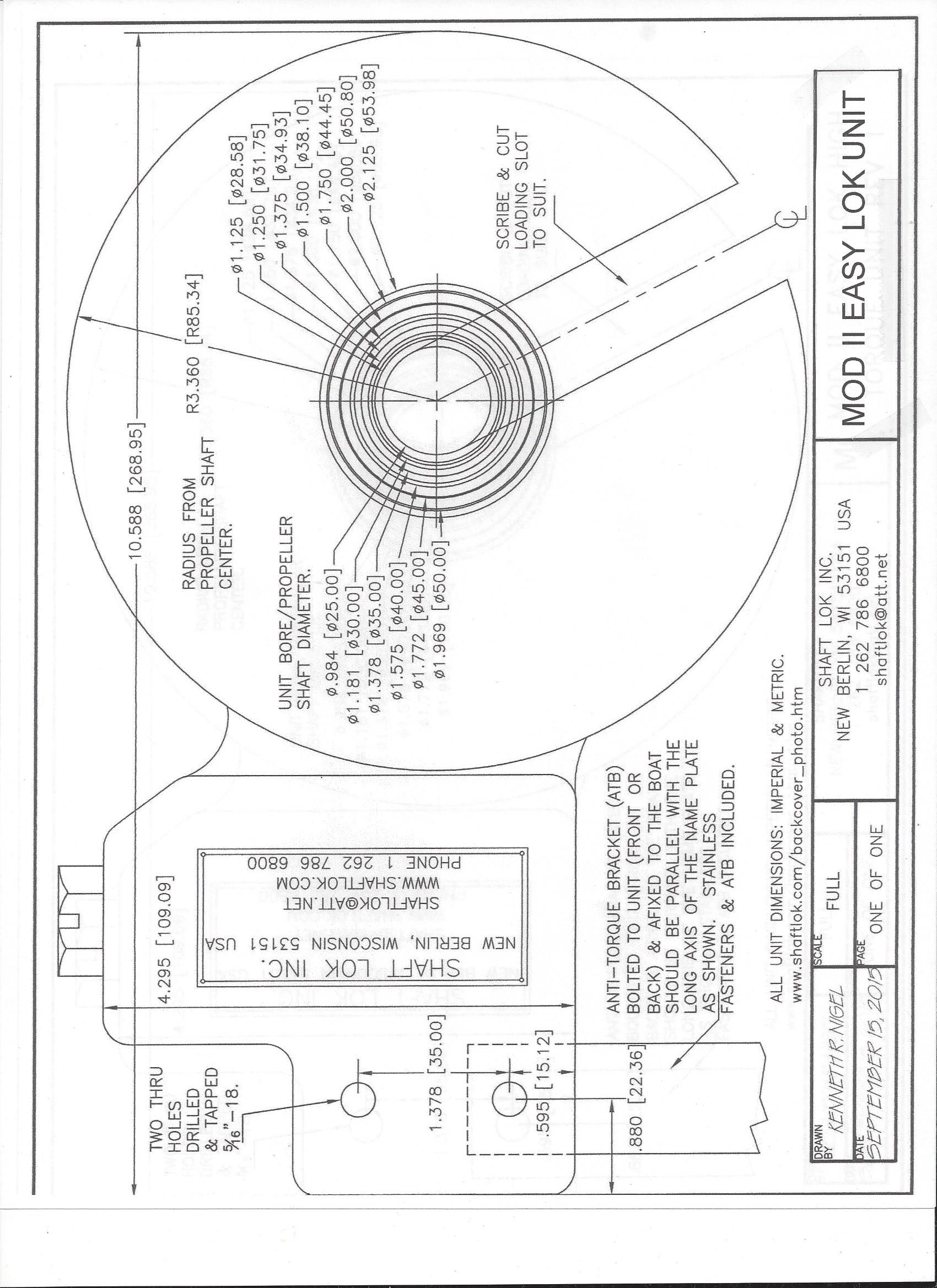 Full-size drawing of a Mod II Easy Lok